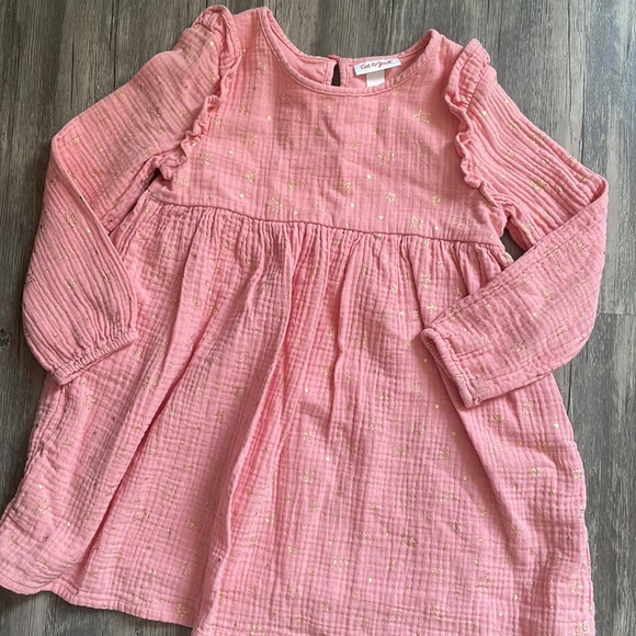 Cat & Jack Dresses Cat And Jack 5t Long Sleeve Pink Gold Star Dress